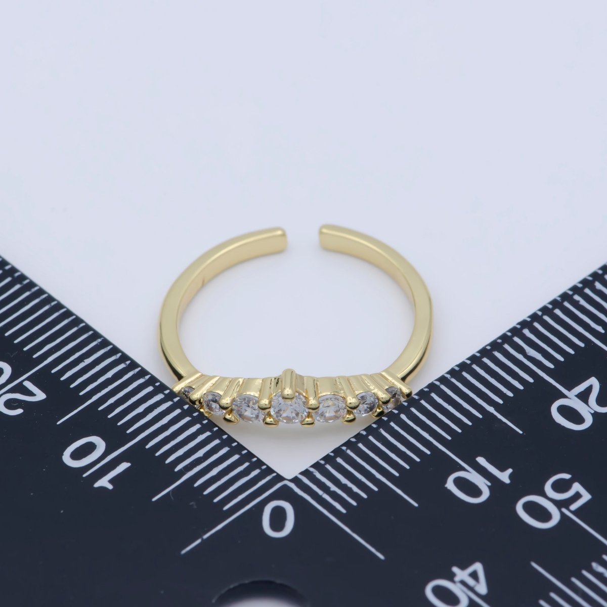 Dainty Clear Cz Stone Stackable Open Adjustable Ring in 18k Gold Filled Minimalist jewelry O-488 - DLUXCA