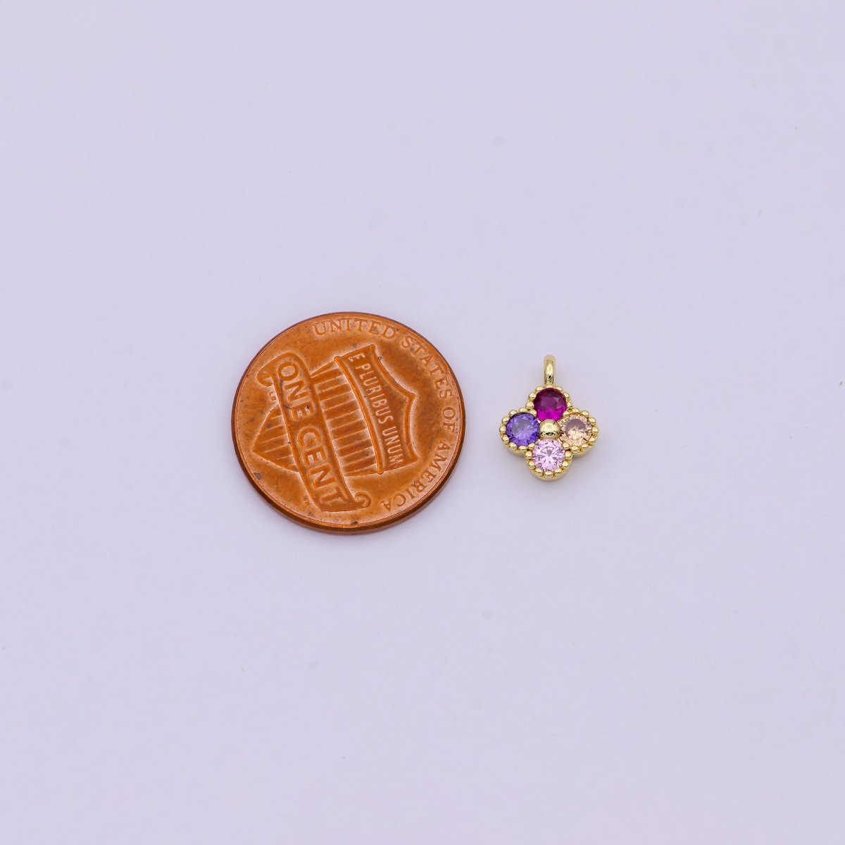 Dainty Clover Charm Multi Color Cubic Charm for Bracelet Earring Necklace Component 11x9mm in Gold / Silver, C-767 - DLUXCA