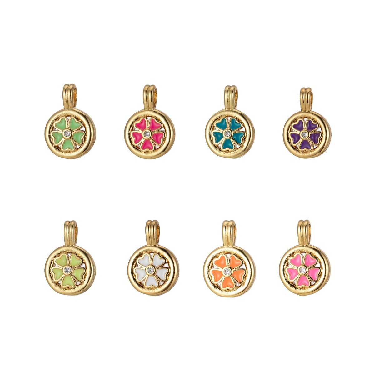 Dainty Clover Pendant Enamel Charm Colorful Jewelry Component J-826~J-833 - DLUXCA