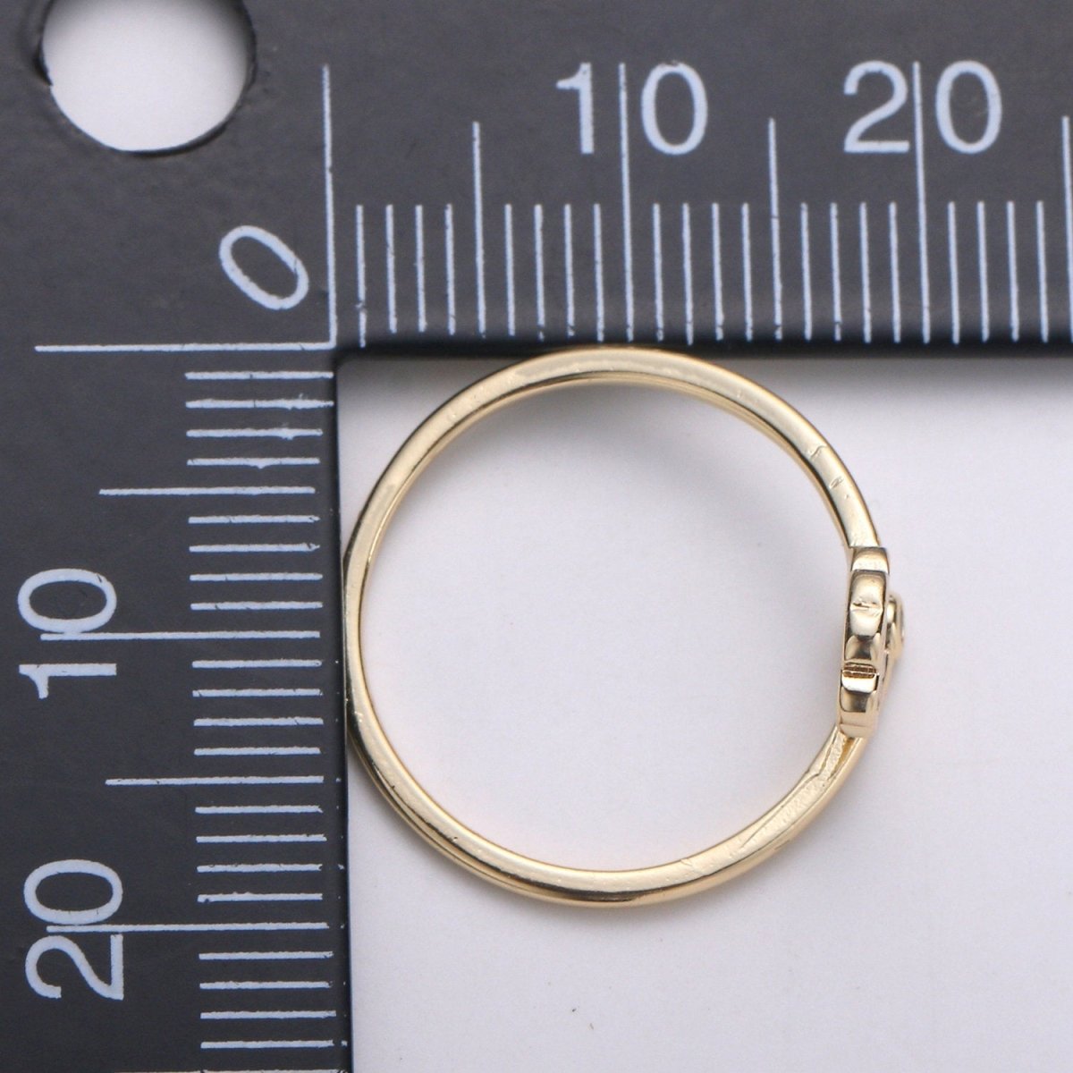 Dainty clover Ring Gold Quatrefoil CZ stackable ring Gold Small floral Minimalist Ring gift for her Open Adjustable Ring for Christmas R-110 - DLUXCA