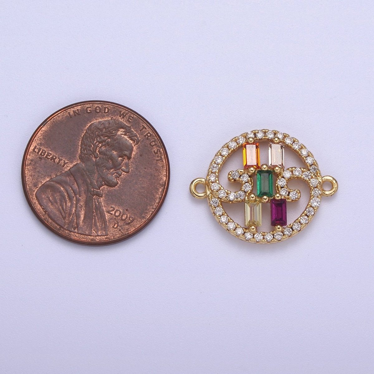 Dainty Colorful Baguette Cz Charm Connector for Bracelet Supply F-210 - DLUXCA