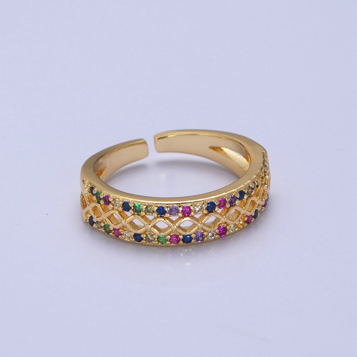 Dainty Colorful Cz Stone Rhombus Vintage Style Ring O-2136 - DLUXCA