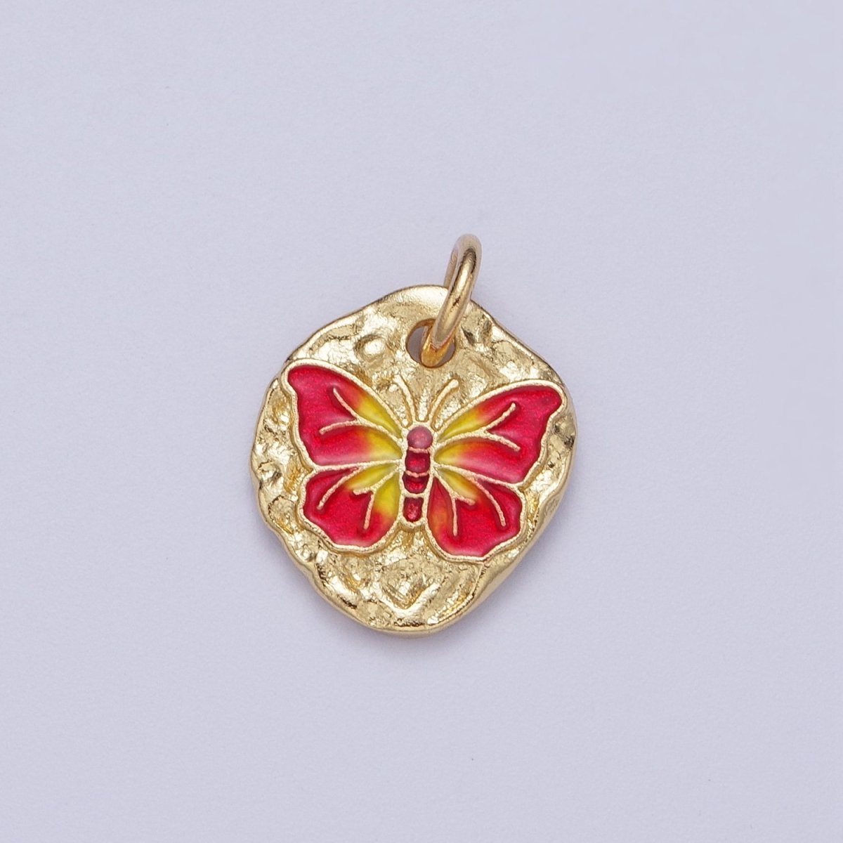 Dainty Colorful Monarch Butterfly Rustic Hammered Gold & Silver Charm | A-319,A-320 A-321, A-338, A-354, A-364 A-520 A-533 A-546 A-572 - DLUXCA