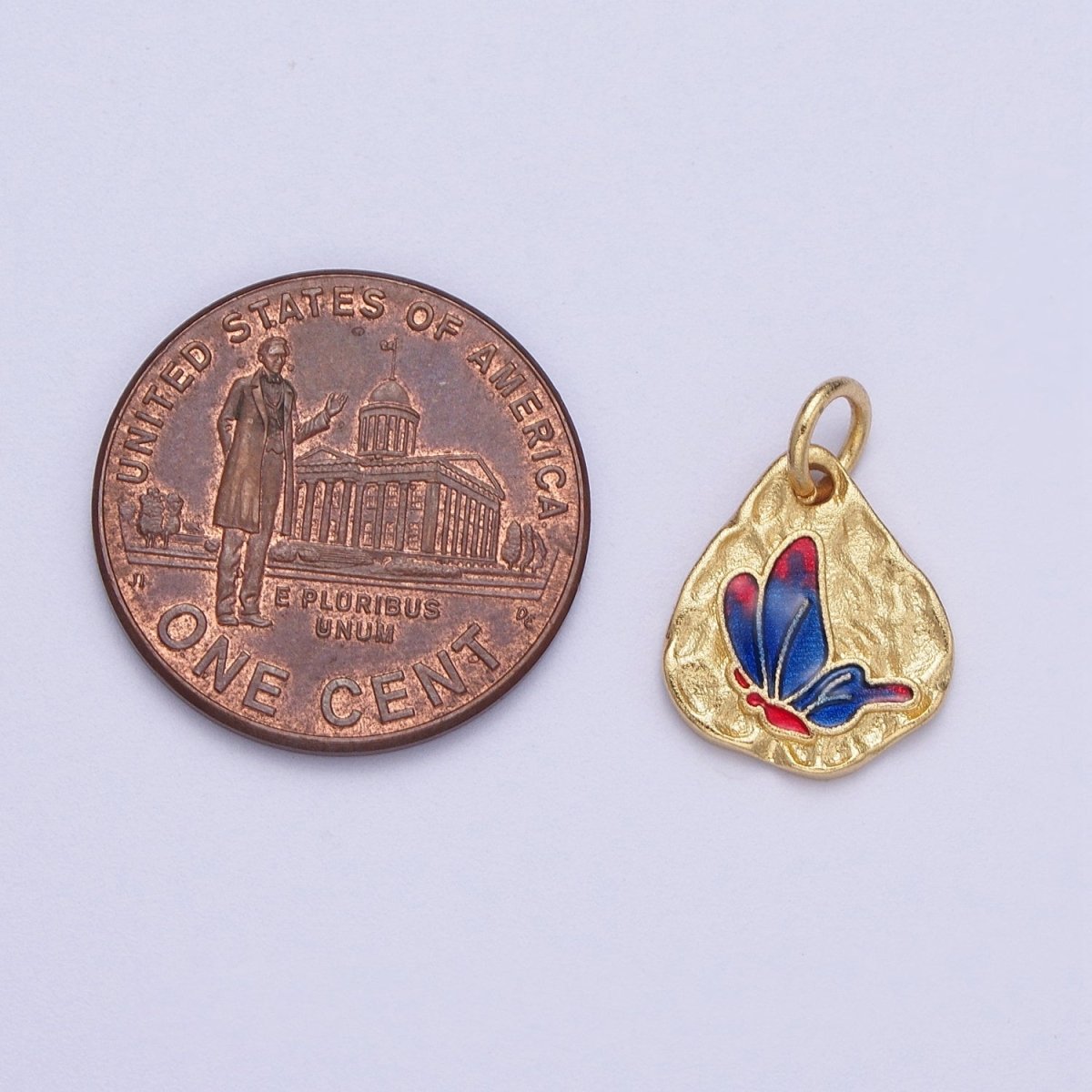 Dainty Colorful Monarch Butterfly Rustic Hammered Gold & Silver Charm | A-319,A-320 A-321, A-338, A-354, A-364 A-520 A-533 A-546 A-572 - DLUXCA