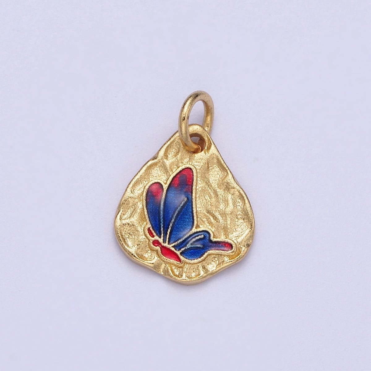 Dainty Colorful Monarch Butterfly Rustic Hammered Gold & Silver Charm | A-319,A-320 A-321, A-338, A-354, A-364 A-520 A-533 A-546 A-572 - DLUXCA