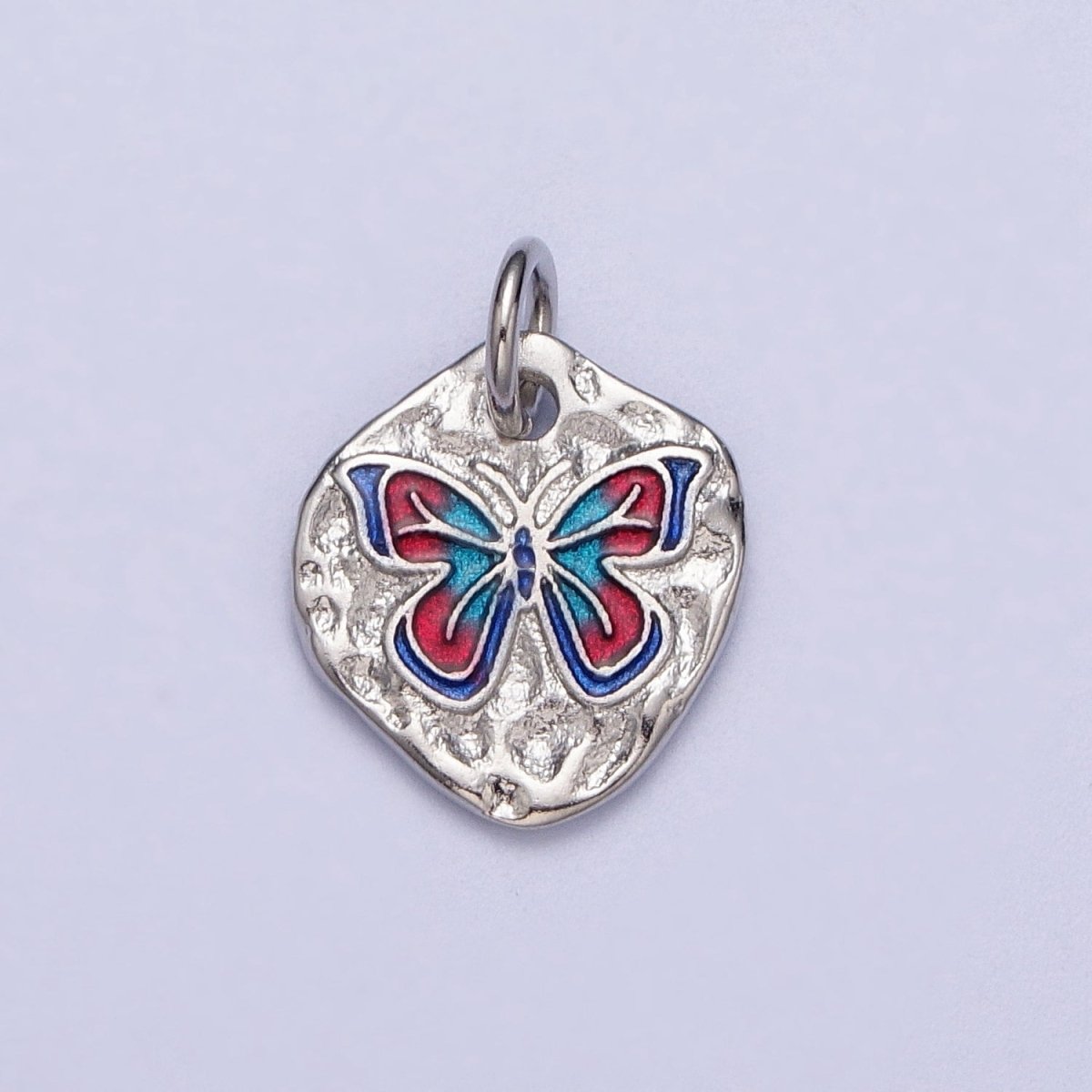 Dainty Colorful Monarch Butterfly Rustic Hammered Gold & Silver Charm | A-319,A-320 A-321, A-338, A-354, A-364 A-520 A-533 A-546 A-572 - DLUXCA