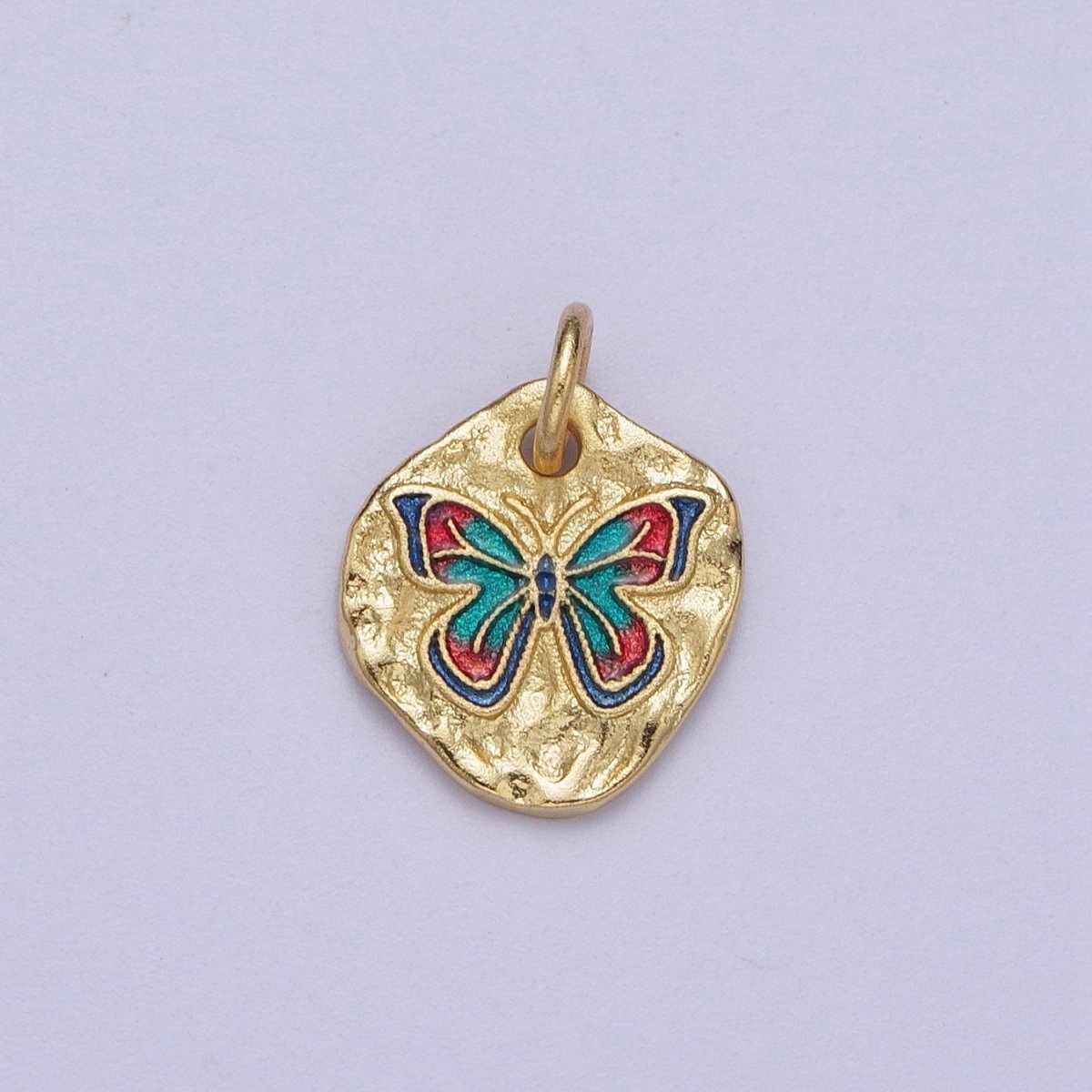 Dainty Colorful Monarch Butterfly Rustic Hammered Gold & Silver Charm | A-319,A-320 A-321, A-338, A-354, A-364 A-520 A-533 A-546 A-572 - DLUXCA
