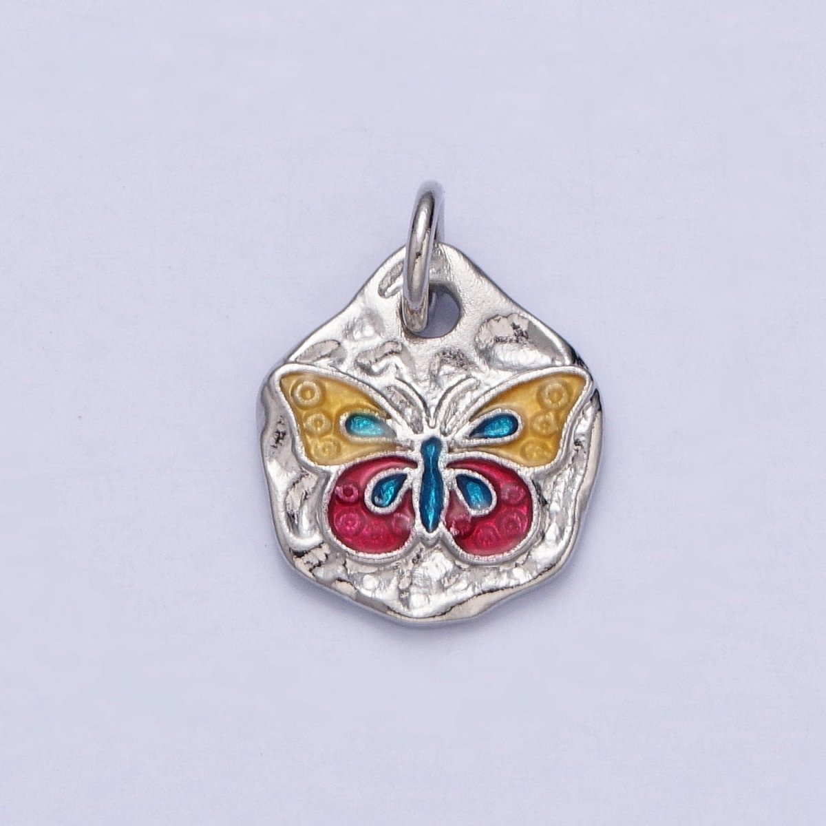 Dainty Colorful Monarch Butterfly Rustic Hammered Gold & Silver Charm | A-319,A-320 A-321, A-338, A-354, A-364 A-520 A-533 A-546 A-572 - DLUXCA