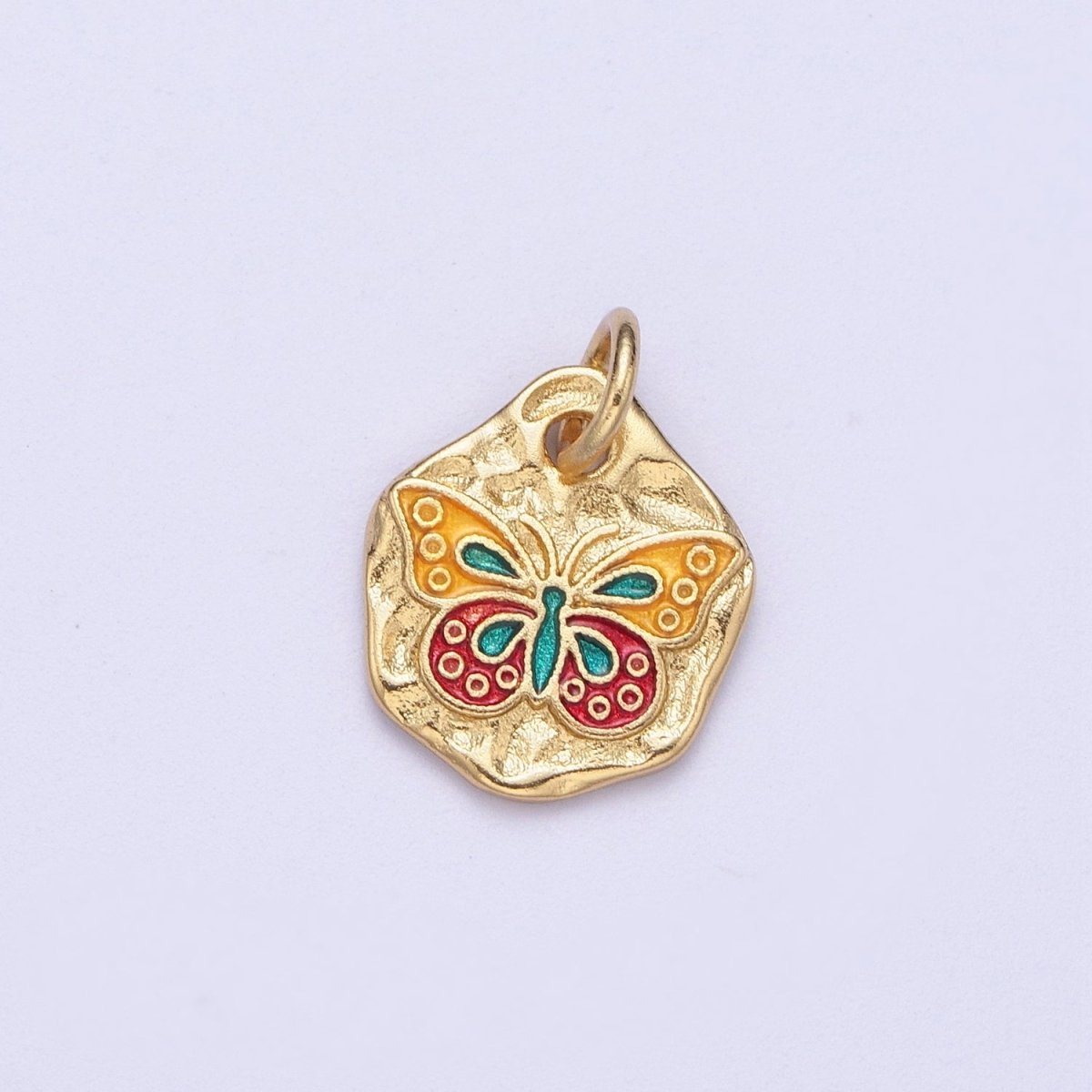 Dainty Colorful Monarch Butterfly Rustic Hammered Gold & Silver Charm | A-319,A-320 A-321, A-338, A-354, A-364 A-520 A-533 A-546 A-572 - DLUXCA