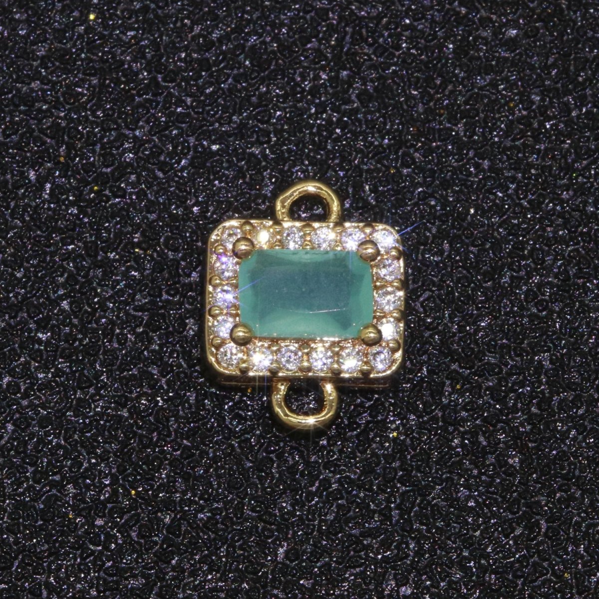 Dainty Colorful Rectangle Cz Charm connector for earring necklace supply F-856~F-869 - DLUXCA