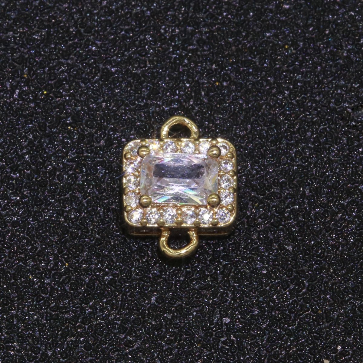 Dainty Colorful Rectangle Cz Charm connector for earring necklace supply F-856~F-869 - DLUXCA