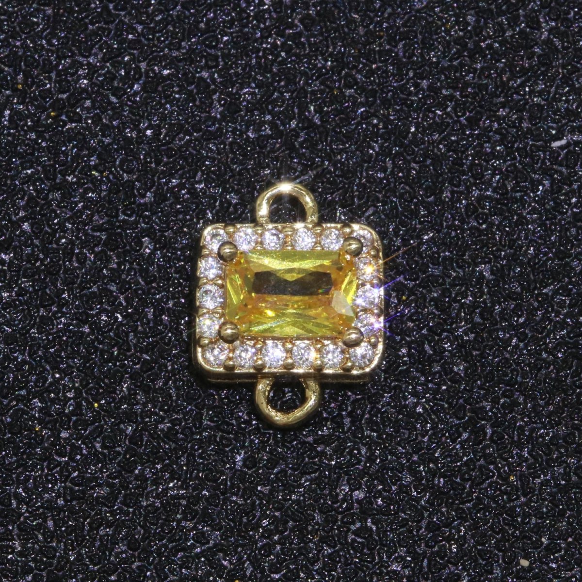Dainty Colorful Rectangle Cz Charm connector for earring necklace supply F-856~F-869 - DLUXCA