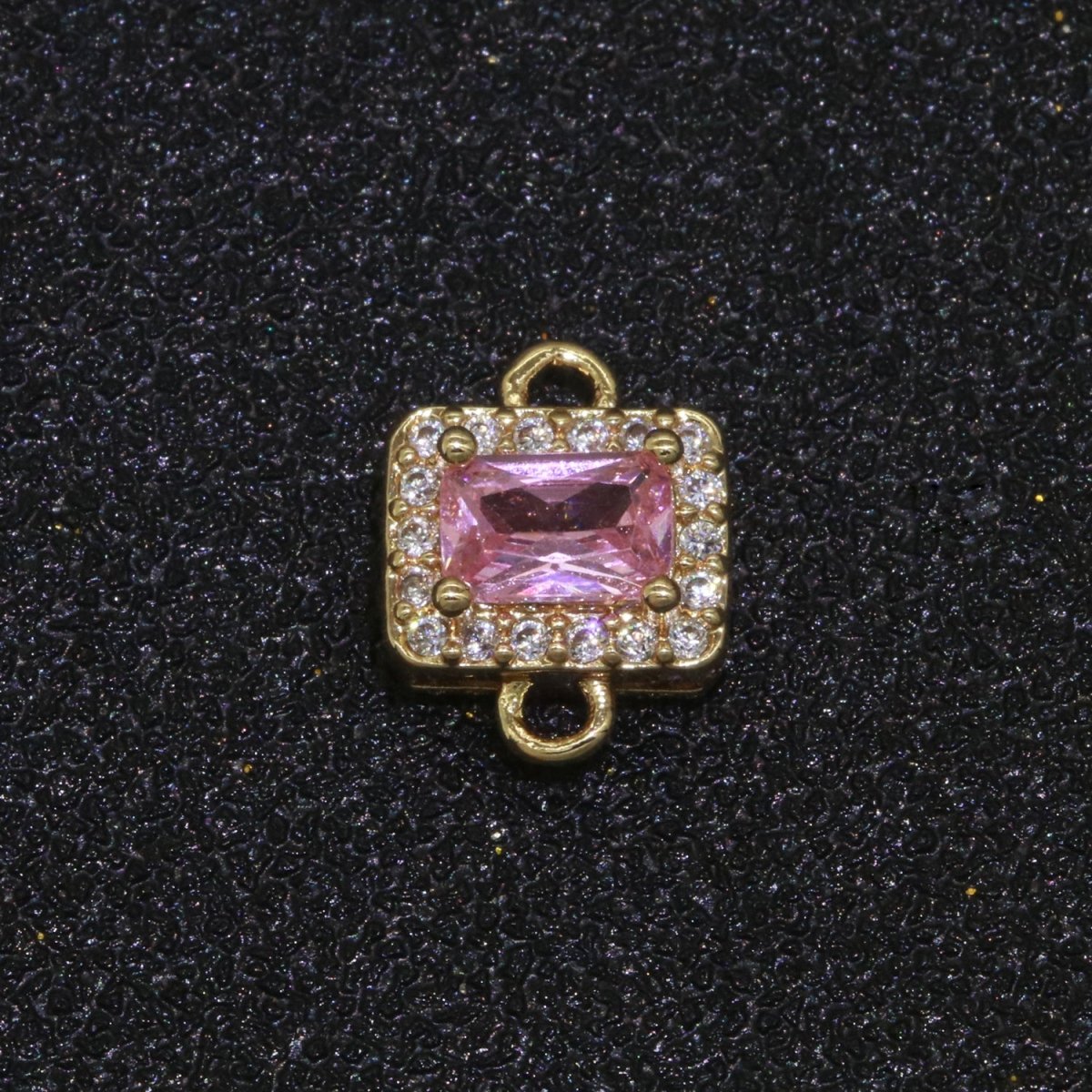 Dainty Colorful Rectangle Cz Charm connector for earring necklace supply F-856~F-869 - DLUXCA