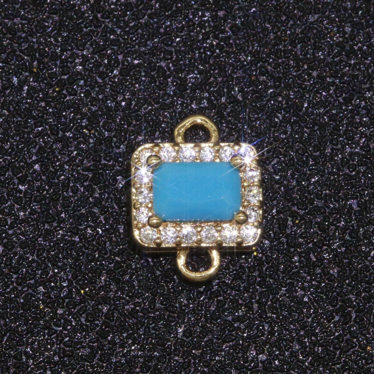 Dainty Colorful Rectangle Cz Charm connector for earring necklace supply F-856~F-869 - DLUXCA
