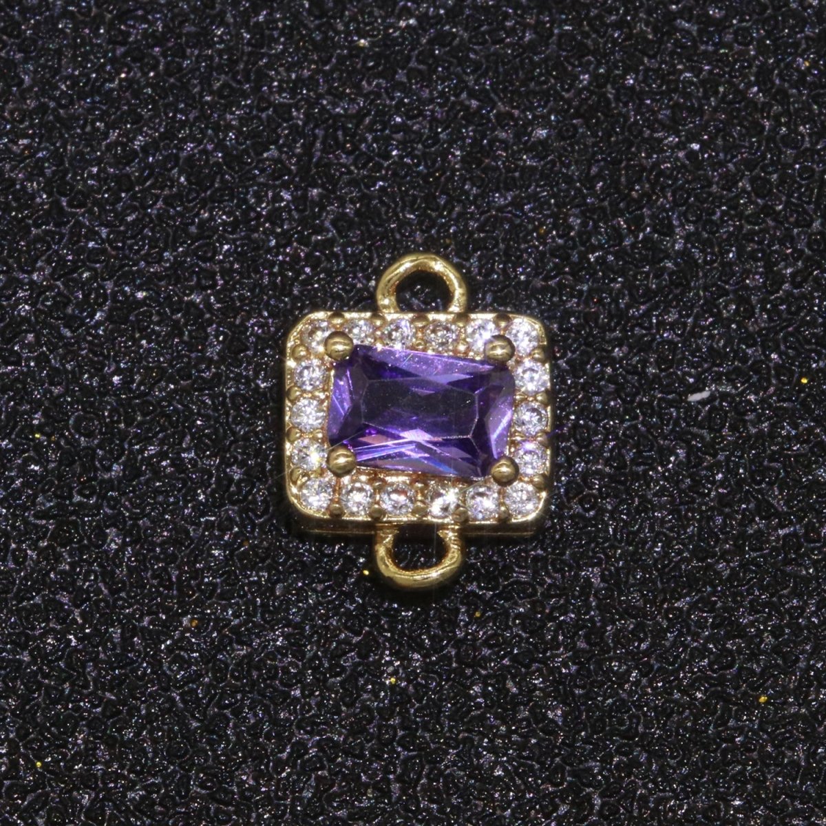 Dainty Colorful Rectangle Cz Charm connector for earring necklace supply F-856~F-869 - DLUXCA