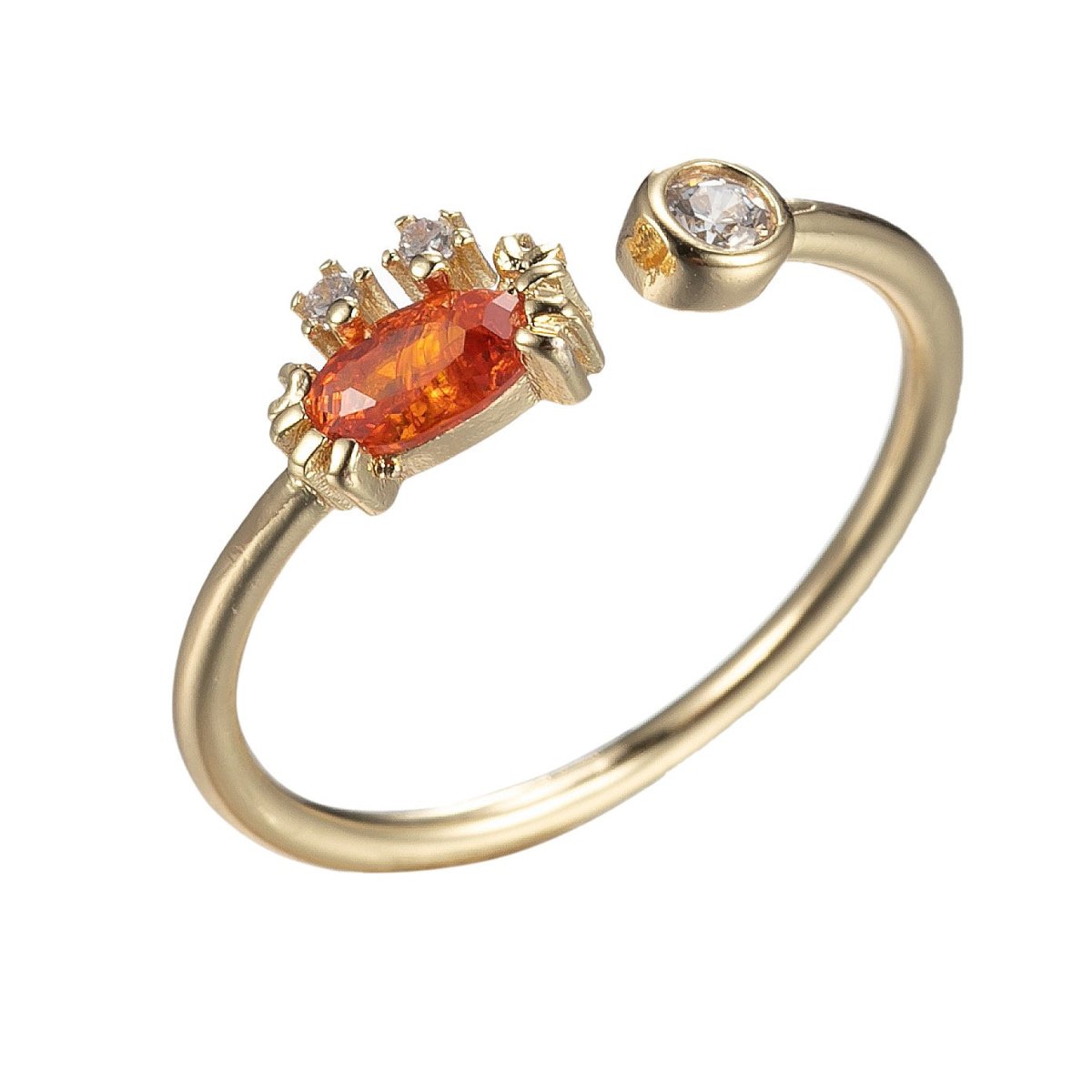 Dainty Crab Ring Gold Band Animal Ring Micro Pave Open Ring O-982 - DLUXCA