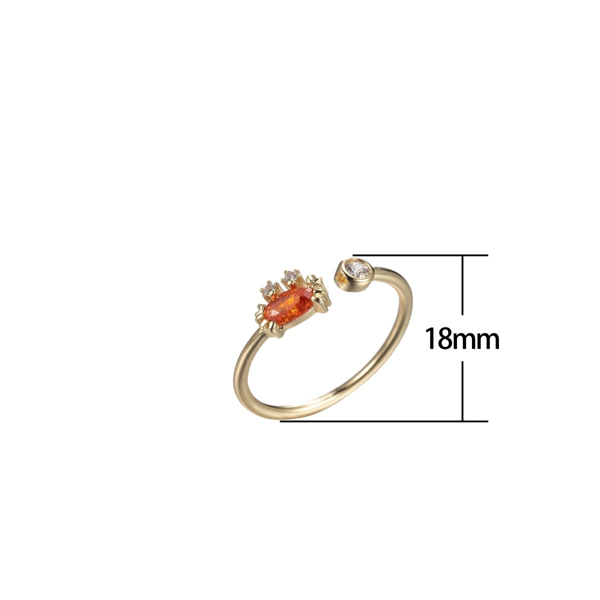 Dainty Crab Ring Gold Band Animal Ring Micro Pave Open Ring O-982 - DLUXCA