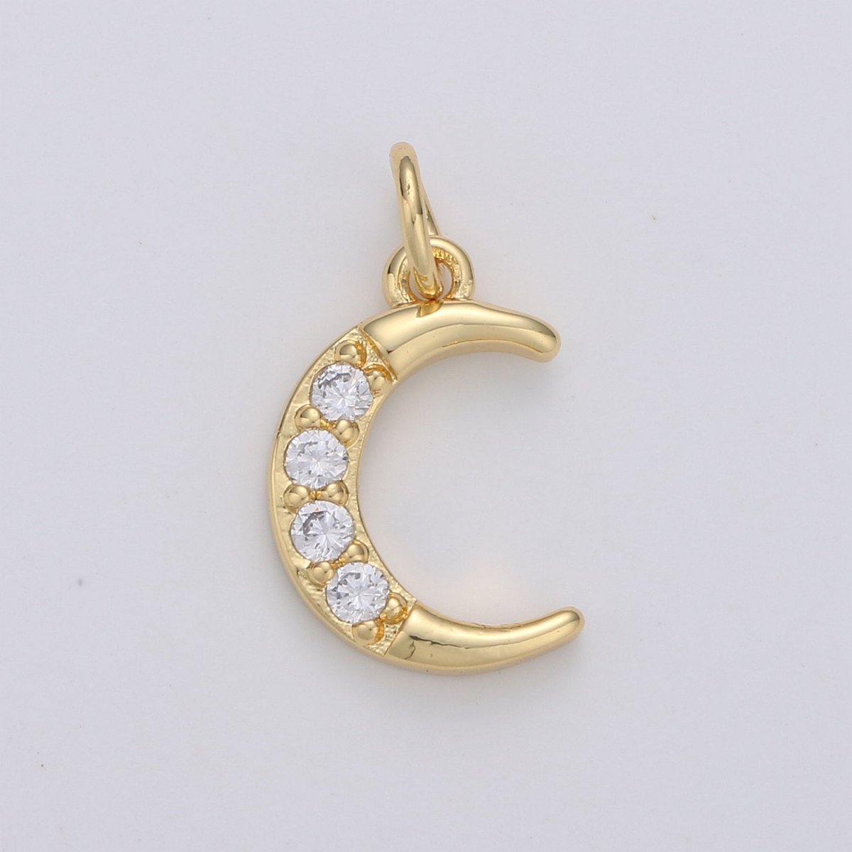 Dainty Crescent Moon Charm Pendant- Micro Pave Silver, Gold Filled Half moon charm pendant, Crescent Moon Pendant Celestial Jewelry D-182 D-183 - DLUXCA