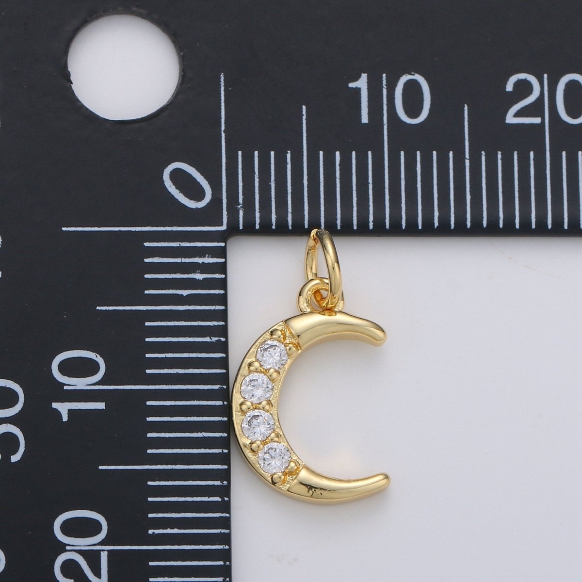 Dainty Crescent Moon Charm Pendant- Micro Pave Silver, Gold Filled Half moon charm pendant, Crescent Moon Pendant Celestial Jewelry D-182 D-183 - DLUXCA