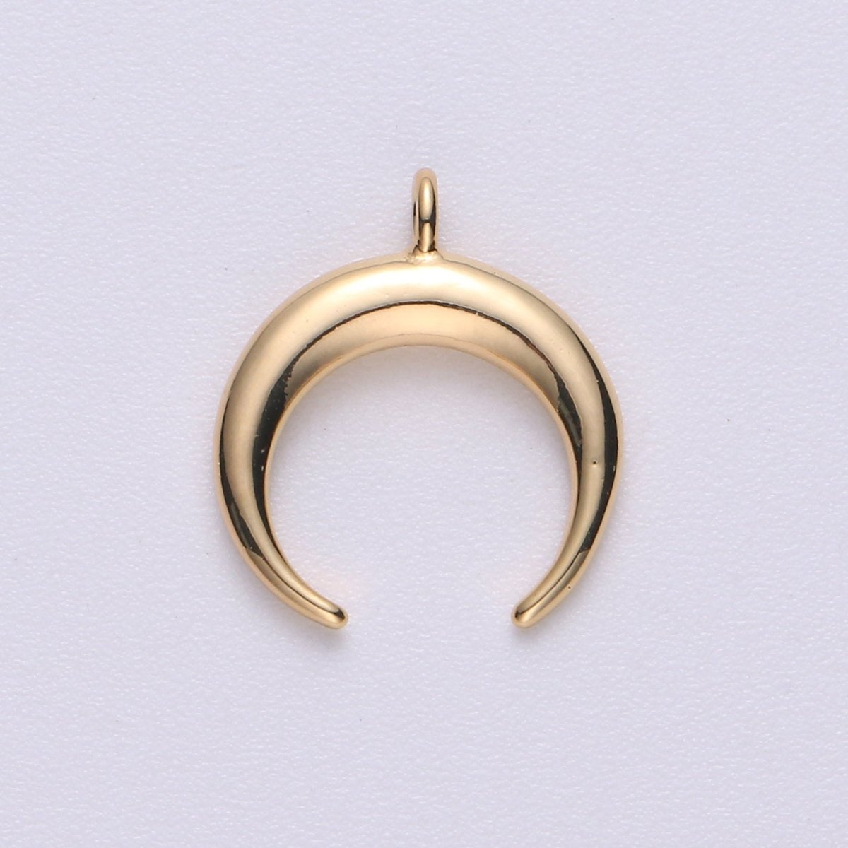 Dainty Crescent Moon Horn Charm 18k Gold Filled Upside Down Tusk Moon Pendant Bohemian Boho C Shape Curve Gold Moon Charm C-428 - DLUXCA