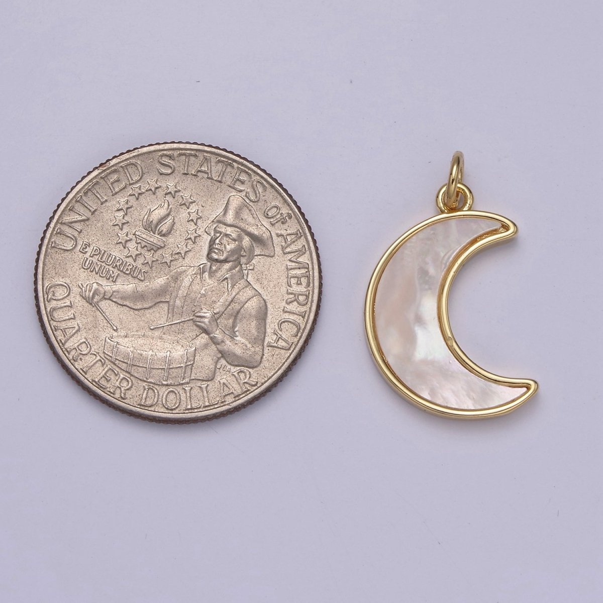 Dainty Crescent Moon Pendant Shell Pearl Moon Charm 14k Gold Filled Jewelry Supplies E-336 - DLUXCA