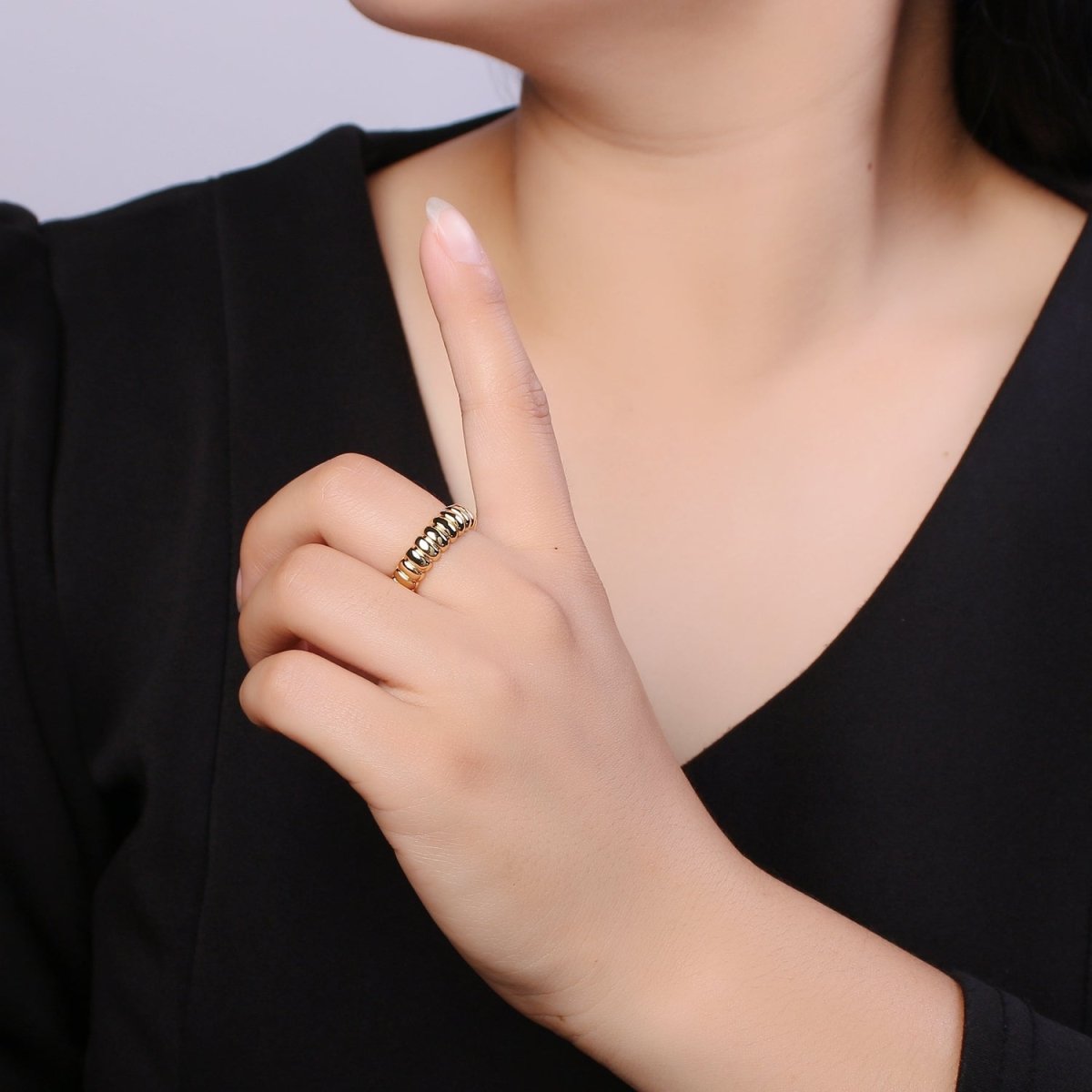 Dainty Croissant Ring Gold Filled over Brass Chunky Ring O-959 - DLUXCA
