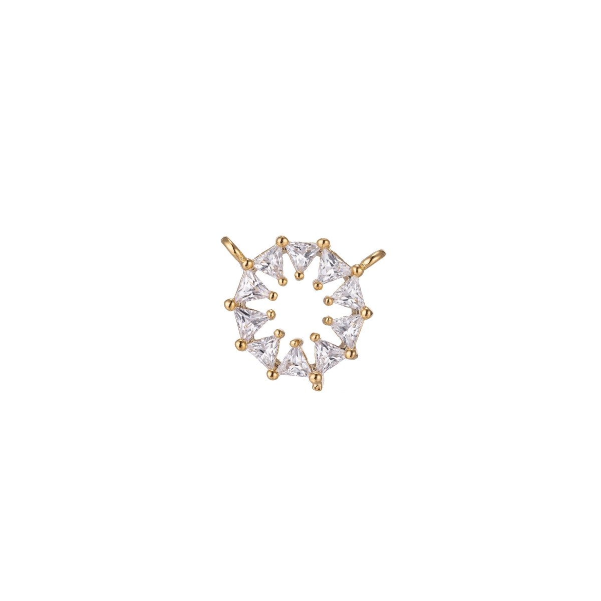 Dainty Crystal Flower Bracelet Connector, Gorgeous Micro Pave CZ Charm, Triangle Floral Cute Star Sun Necklace Pendant for Jewelry Making F-742 - DLUXCA