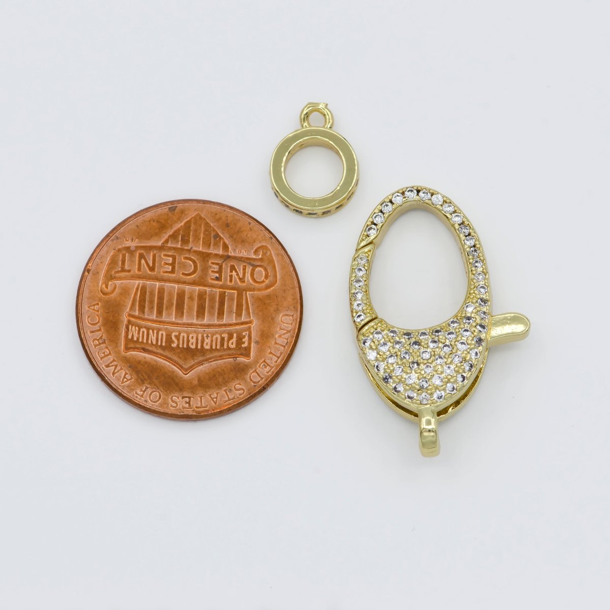 Dainty Crystal Gold Filled Oval Lobster Clasp with Jump Ring L-315 - DLUXCA