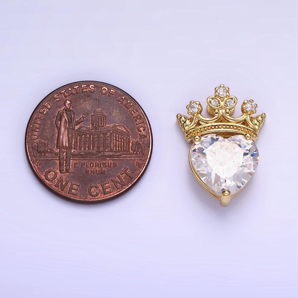 Dainty Cubic Heart Bead with Clear CZ Crown Bead Spacer for Bracelet AA1190 - DLUXCA