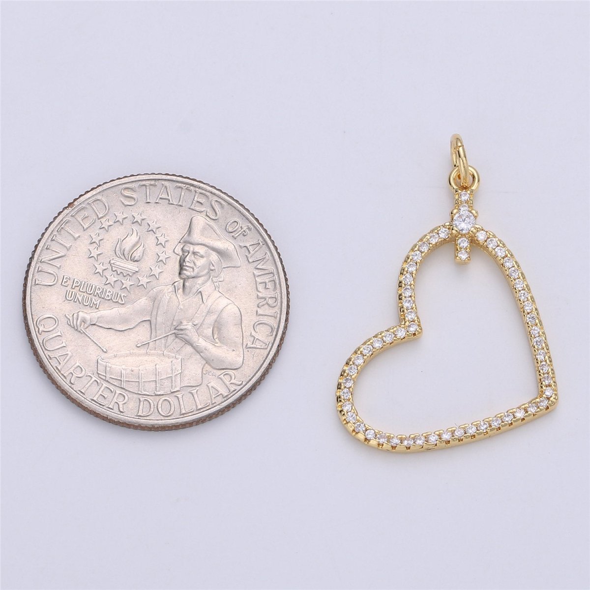 Dainty Cubic Micro Pave Hanging Heart Pendant Love Charm for Necklace Earring Bracelet Component C-736 - DLUXCA