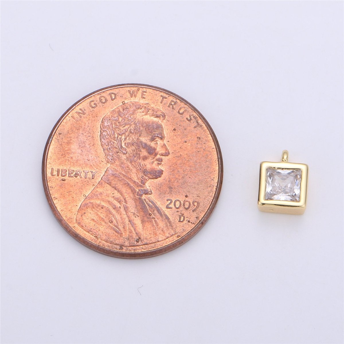Dainty Cubic Square Charm Pendant Small Gold Square Station Charm Pendant Jewelry Supplies for Necklace Earring Braelet Component, CHGF-739/C-677 - DLUXCA