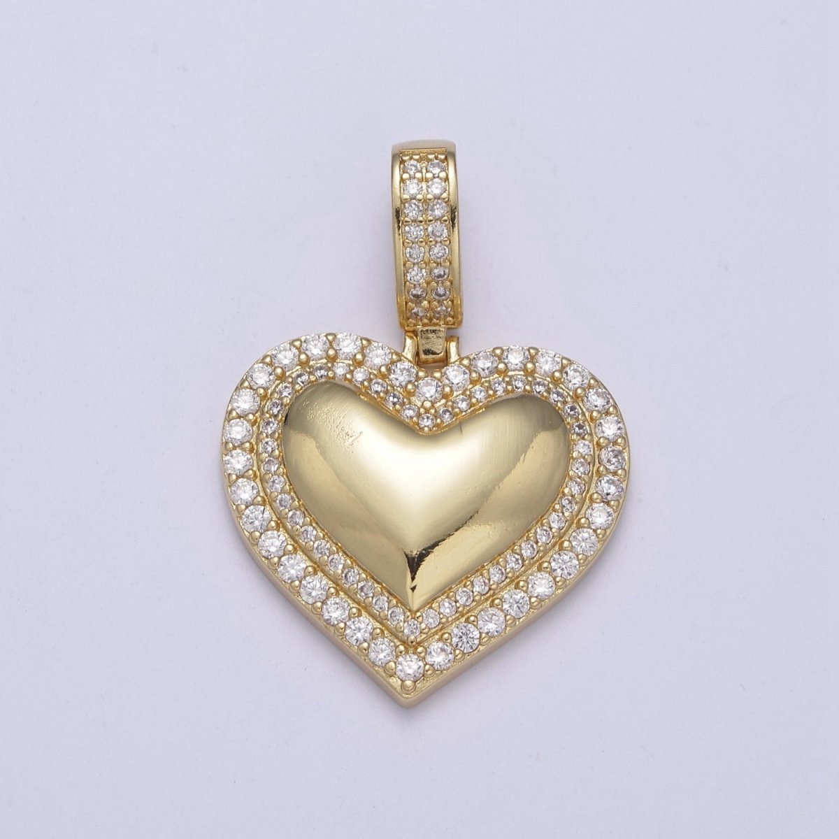 Dainty Cubic Zirconia Gold Filled Heart Charm Pendant H-328 - DLUXCA