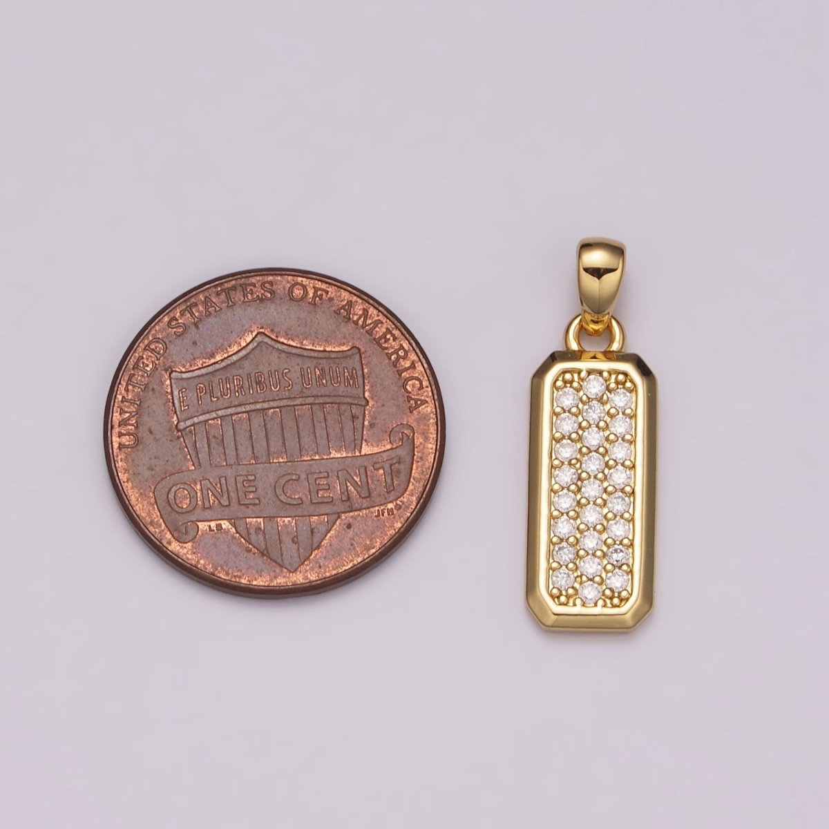 Dainty CZ Bar Pendant 24K Gold Filled Bar Pendant, Silver Bar Micro Pave Dangle Pendants N-1475 N-1476 - DLUXCA