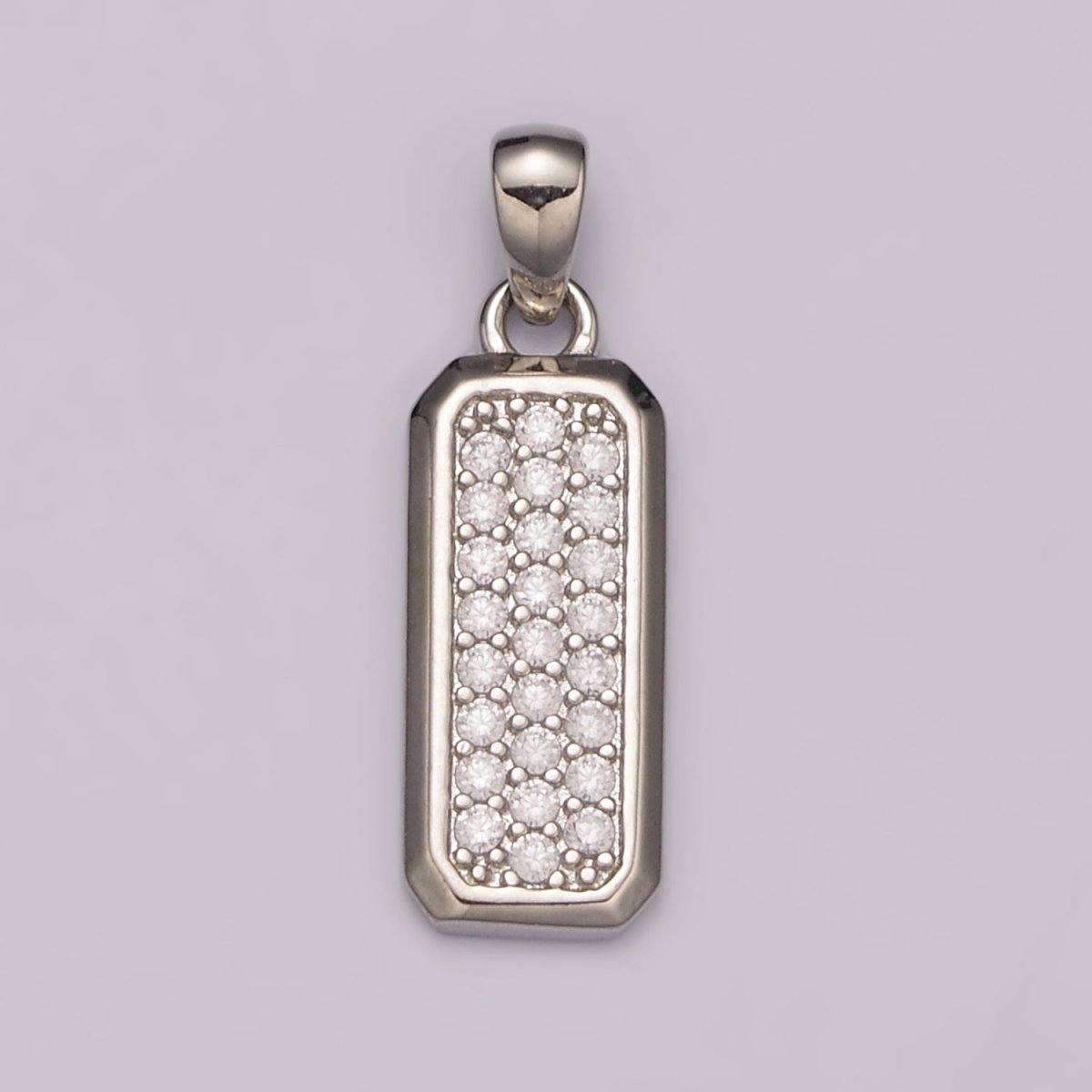 Dainty CZ Bar Pendant 24K Gold Filled Bar Pendant, Silver Bar Micro Pave Dangle Pendants N-1475 N-1476 - DLUXCA