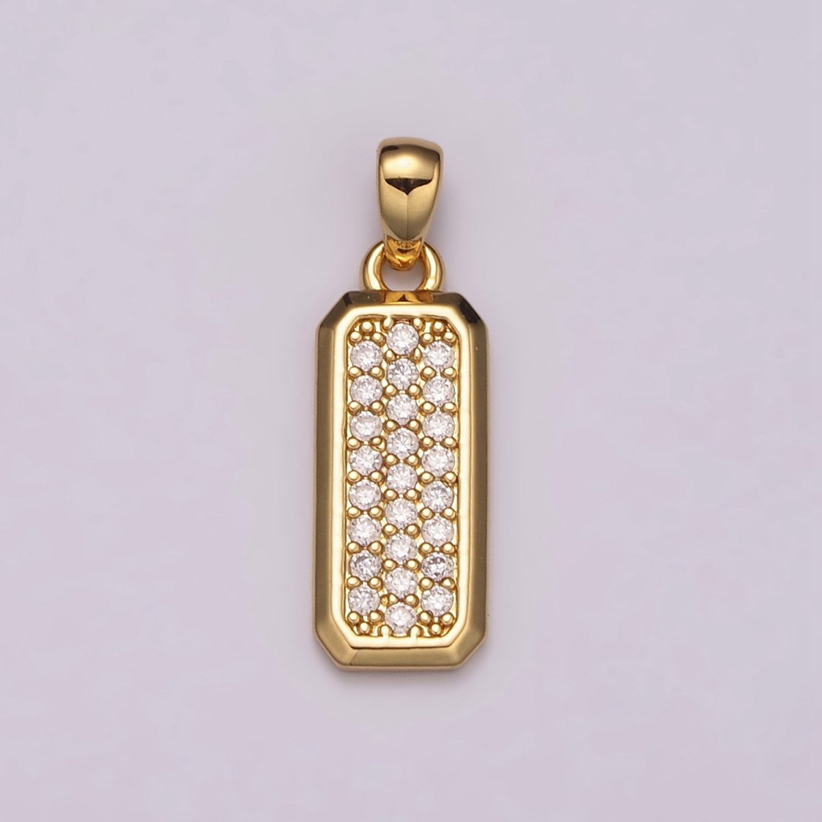 Dainty CZ Bar Pendant 24K Gold Filled Bar Pendant, Silver Bar Micro Pave Dangle Pendants N-1475 N-1476 - DLUXCA