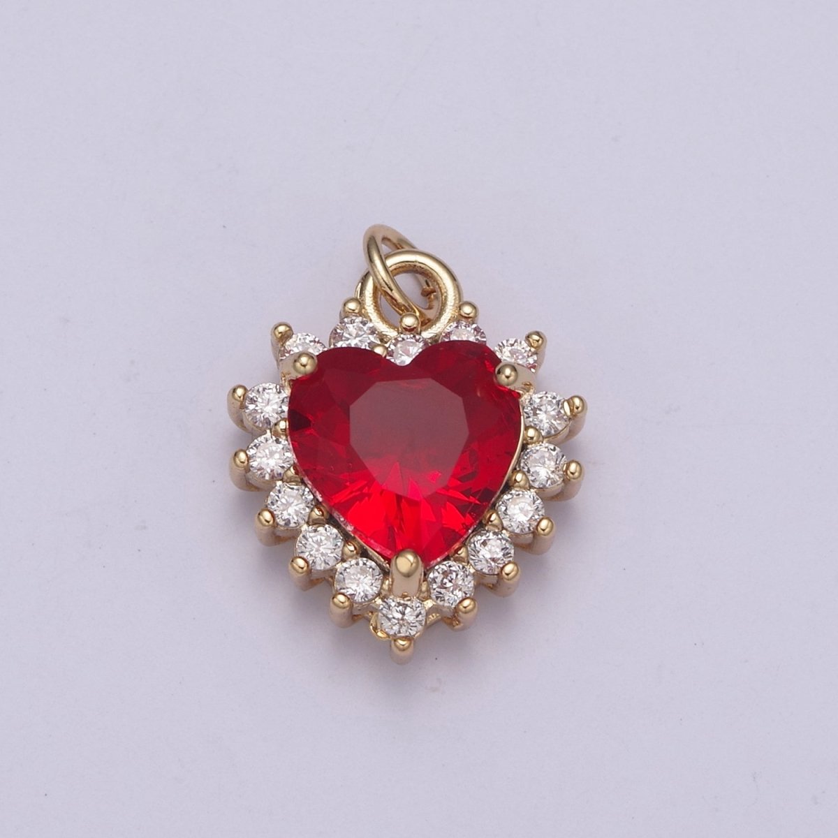 Dainty Cz Crystal Heart Shape Charm Pendant, Cubic Zirconia Crystal Heart Shape Jewelry Pendant Charm Wholesale N-289 - N-294 - DLUXCA