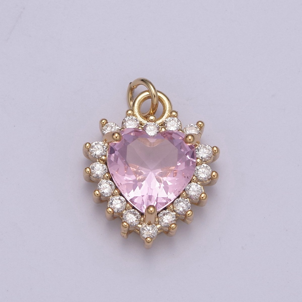 Dainty Cz Crystal Heart Shape Charm Pendant, Cubic Zirconia Crystal Heart Shape Jewelry Pendant Charm Wholesale N-289 - N-294 - DLUXCA