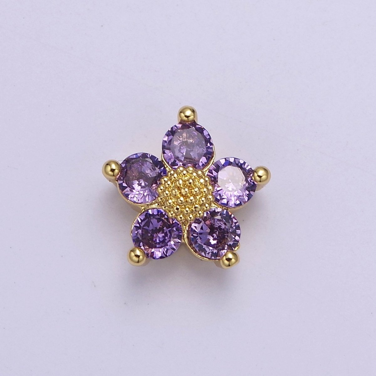 Dainty CZ Flower Spacer Bead, Gold Floral Spacer Beads Pink Clear Purple Green CZ Spacer Beads, Small Daisy Spacers for Bracelet Necklace B-088 B-136 B-171 B-176 B-177 - DLUXCA
