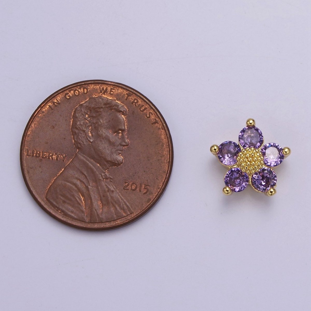 Dainty CZ Flower Spacer Bead, Gold Floral Spacer Beads Pink Clear Purple Green CZ Spacer Beads, Small Daisy Spacers for Bracelet Necklace B-088 B-136 B-171 B-176 B-177 - DLUXCA