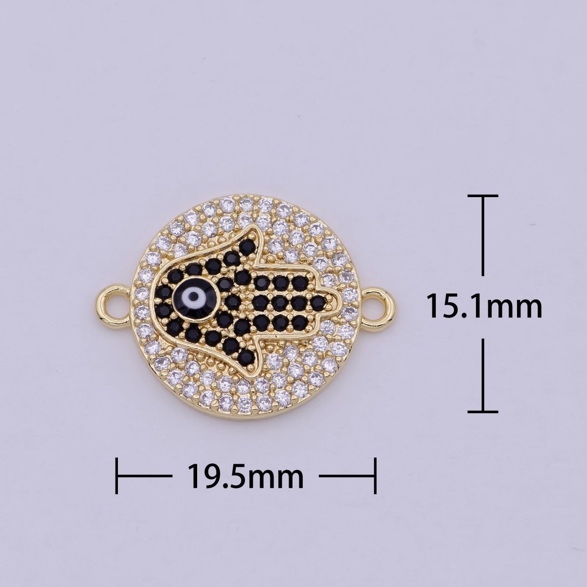 Dainty Cz Gold Hamsa Hand Cubic Hand of Fatima Charm Connector for Link connector Bracelet, Necklace Component F-015 - DLUXCA