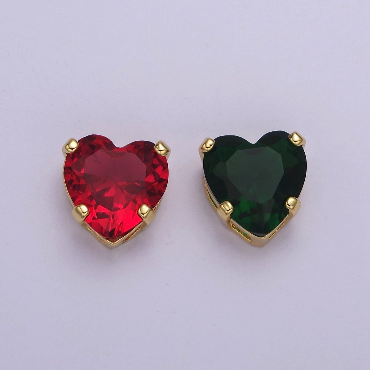 Dainty CZ Heart Spacer Bead, Gold Filled Heart Spacer Beads Pink Greem CZ Spacer Beads, Small Heart Spacers for Bracelet Necklace B-185 B-205 - DLUXCA