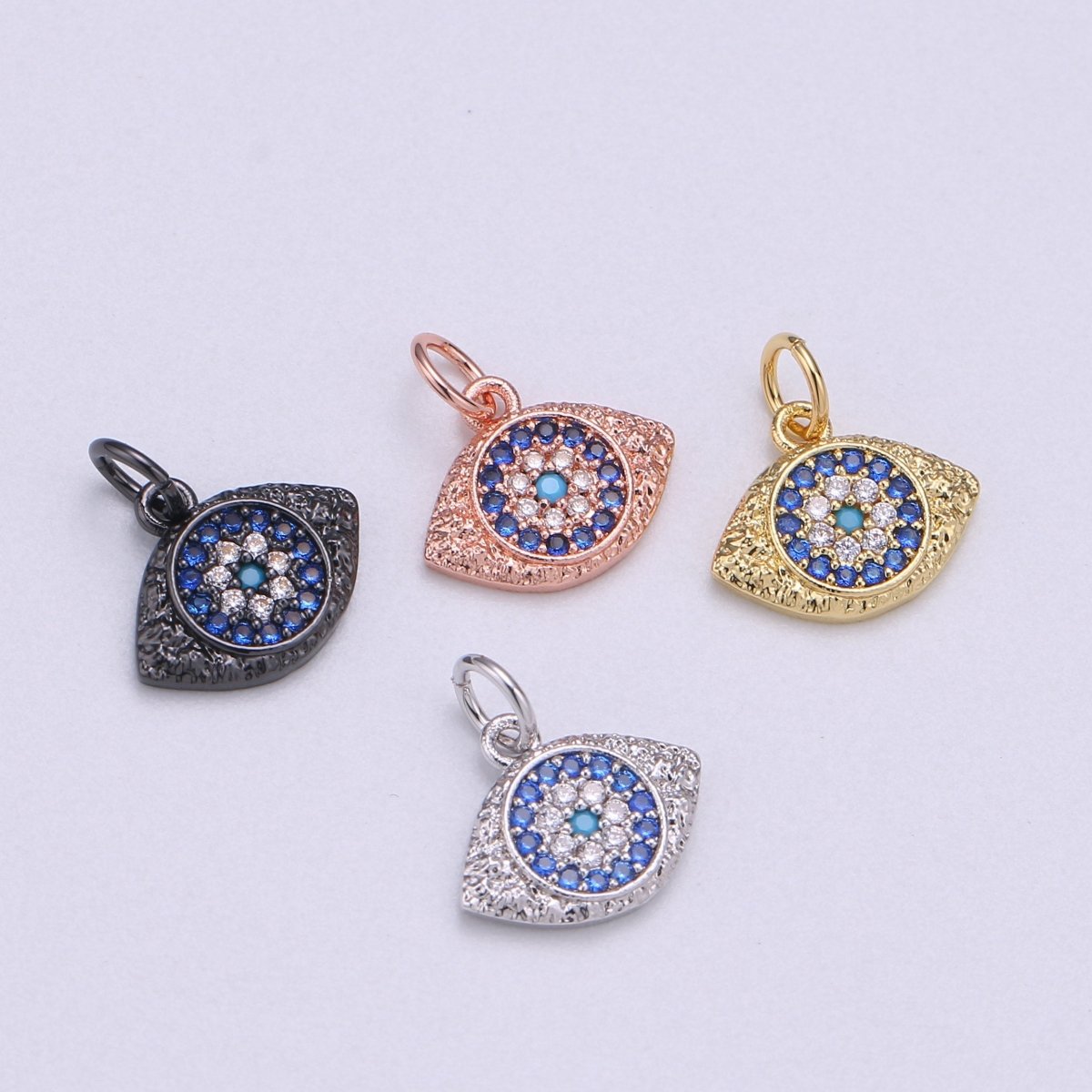 Dainty CZ Micro Pave Evil Eye Pendant in Gold Filled / Silver / Rose Gold / Black C-309 - C-402 - DLUXCA