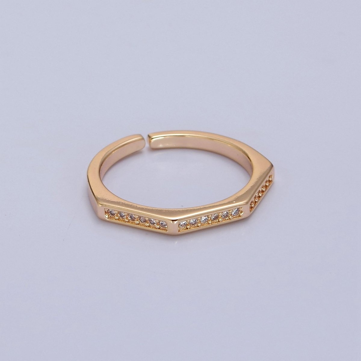 Dainty Cz Octagon Ring, Geometric Ring Dainty Gold Filled Ring, Stacking Ring O-2148 - DLUXCA