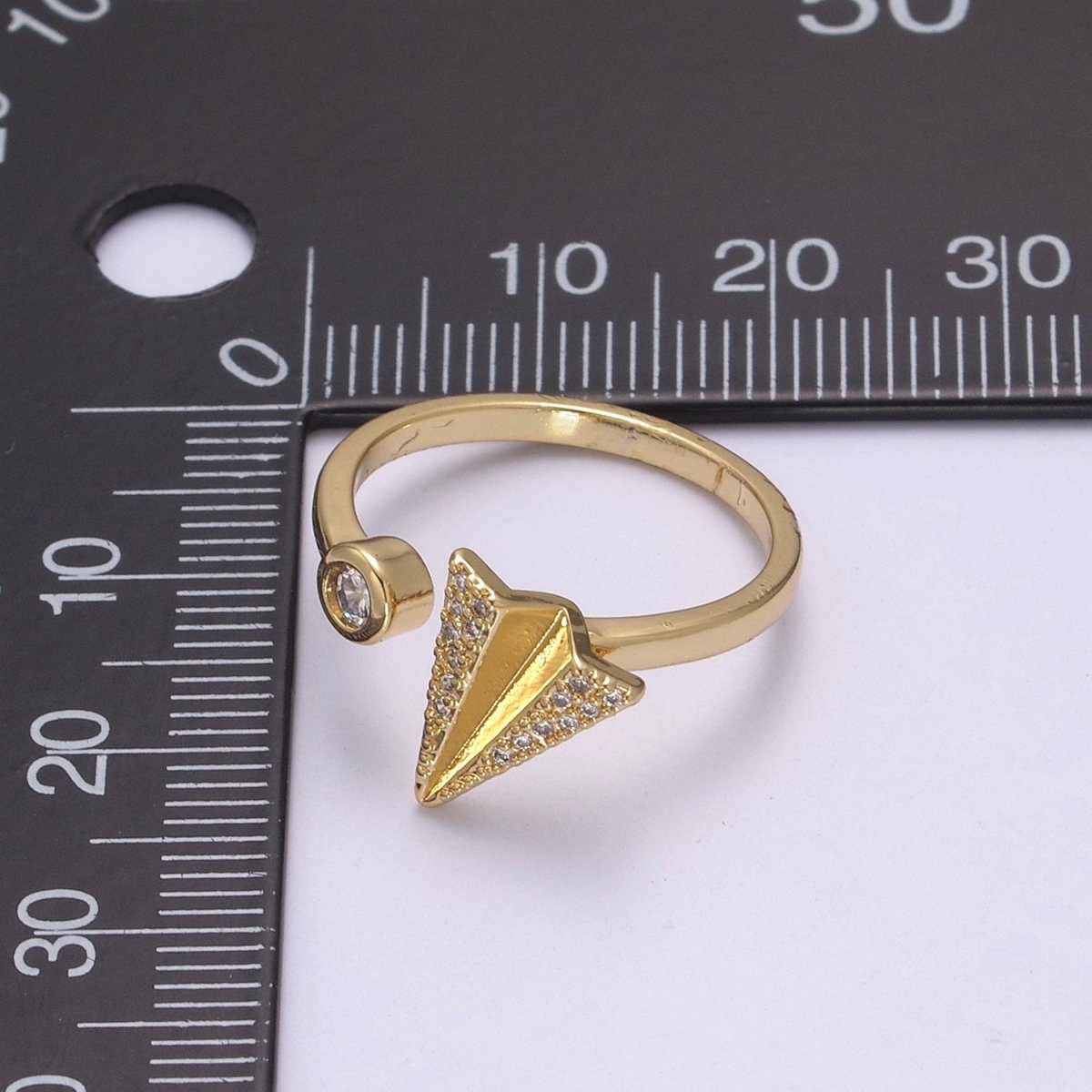 Dainty Cz Paper Plane Ring Round Cuff Ring Open Adjustable Airplane Travel Gold Ring U-161 U-162 - DLUXCA