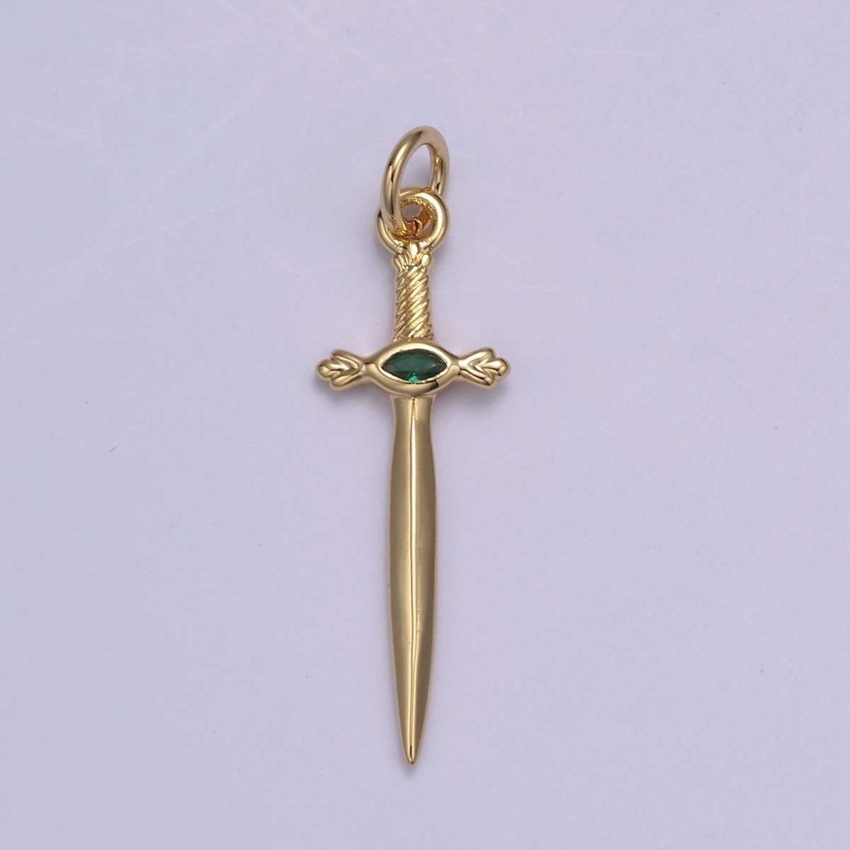 Dainty Dagger Pendant, CZ Sword Knife pendant for Bracelet Earring Necklace 24k Gold Filled Jewelry N-811 - N-814 - DLUXCA