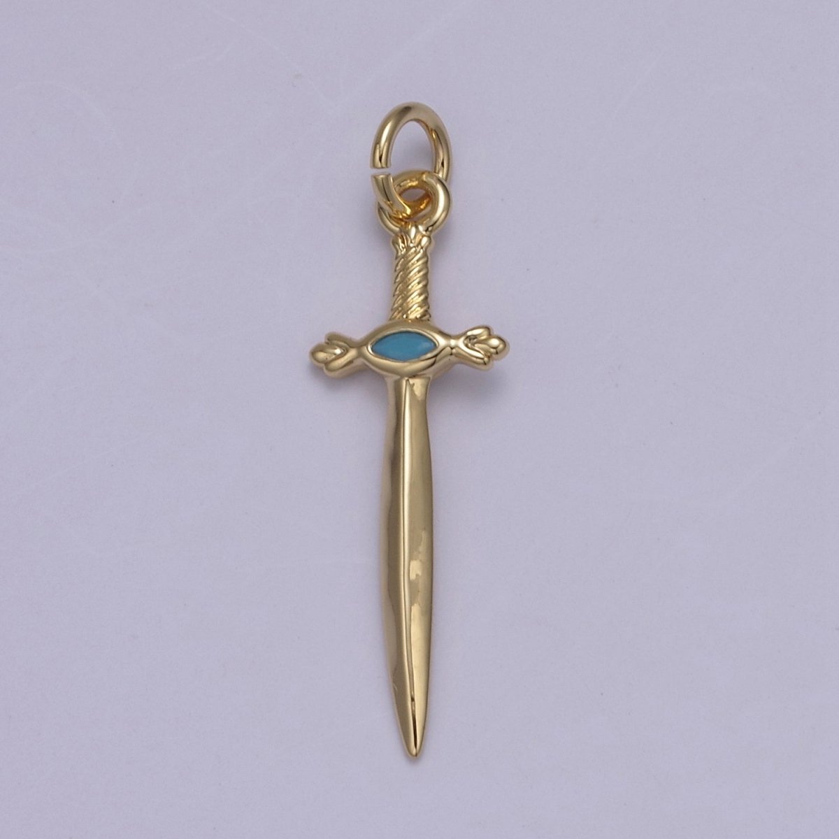 Dainty Dagger Pendant, CZ Sword Knife pendant for Bracelet Earring Necklace 24k Gold Filled Jewelry N-811 - N-814 - DLUXCA