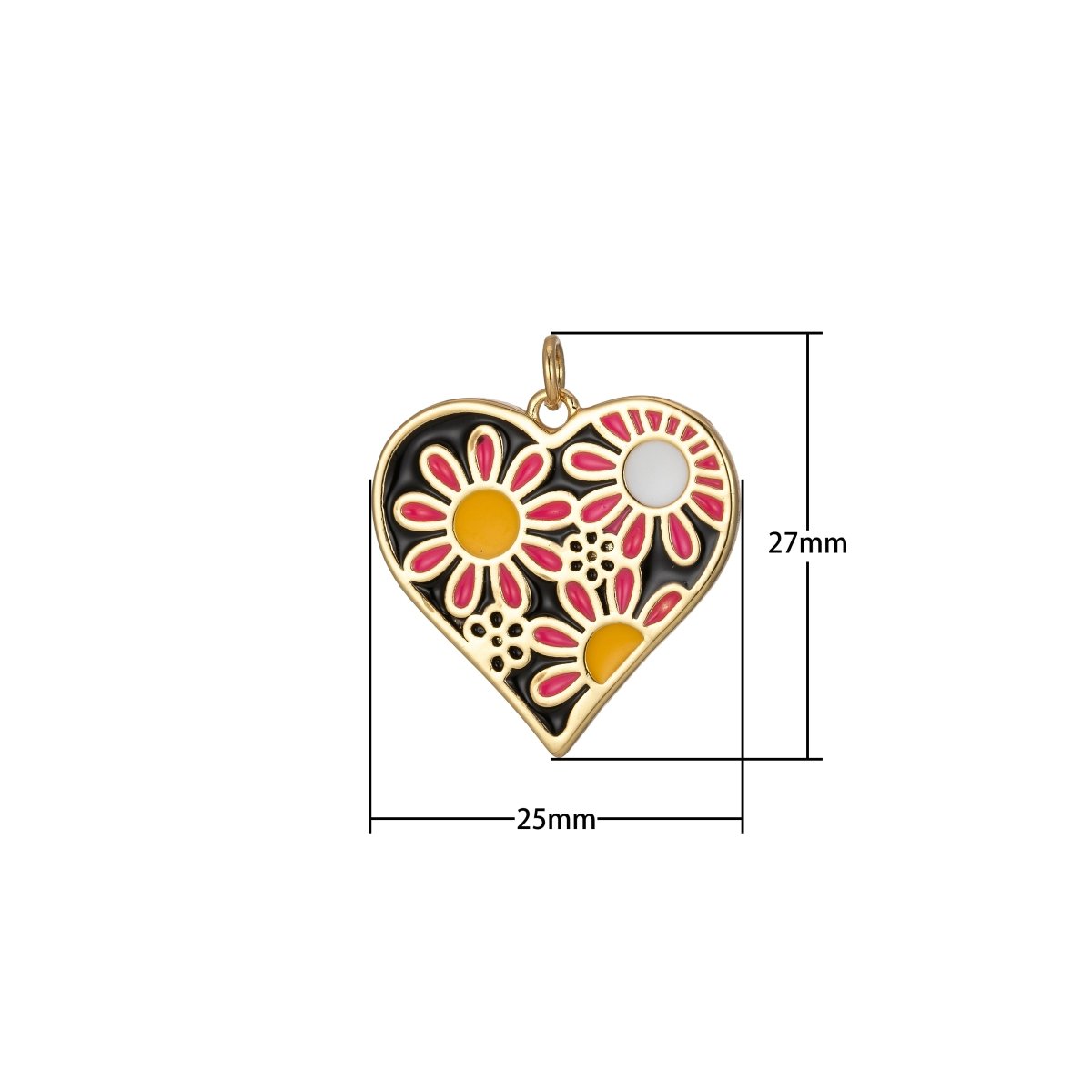 Dainty Daisy Flower Charm Enamel Heart Pendant Retro Design Inspired E-933 - E-936 - DLUXCA