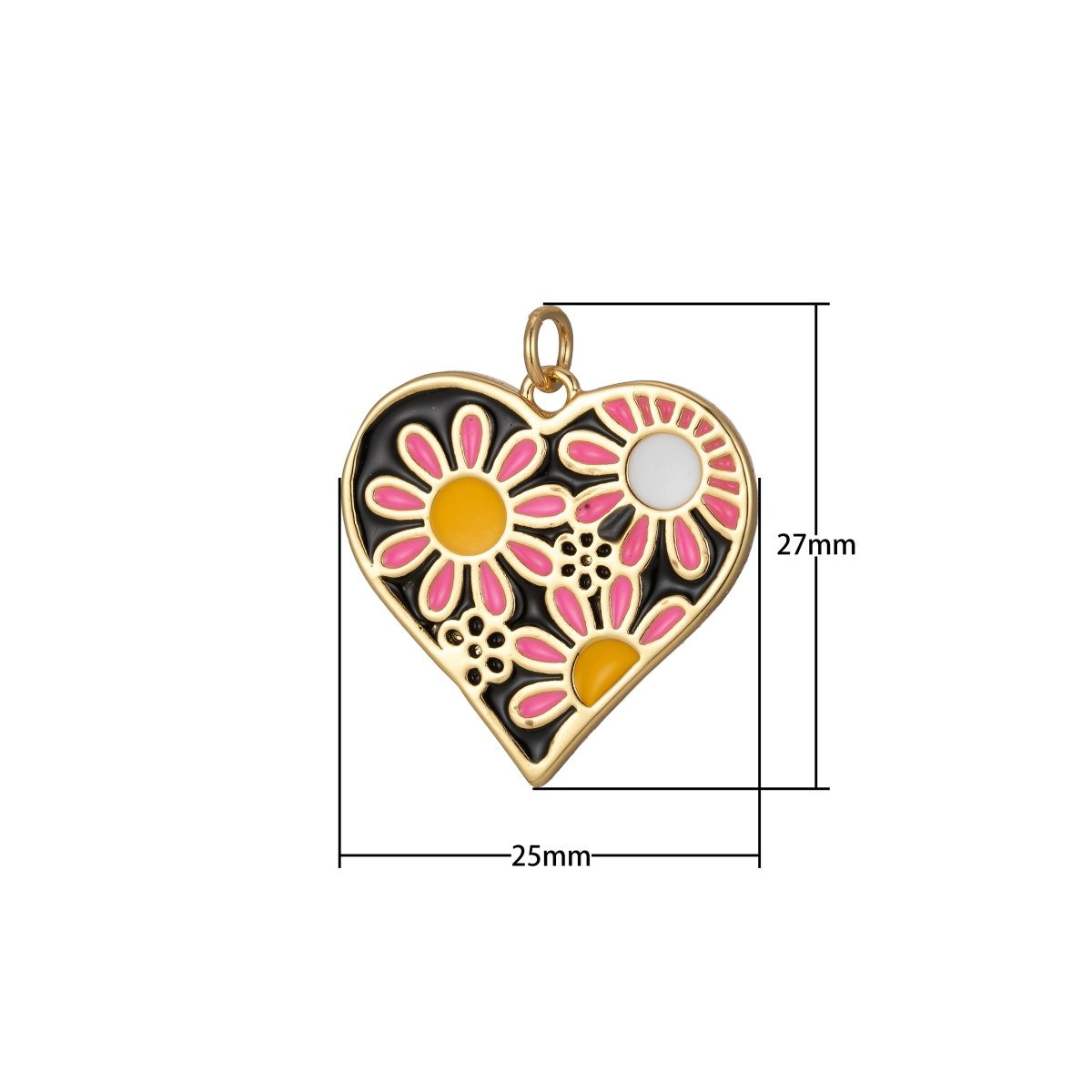 Dainty Daisy Flower Charm Enamel Heart Pendant Retro Design Inspired E-933 - E-936 - DLUXCA
