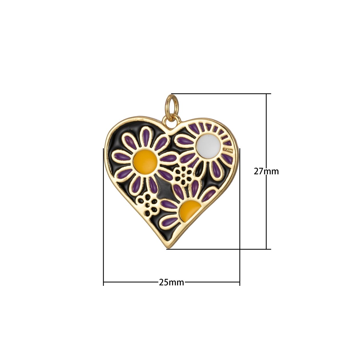 Dainty Daisy Flower Charm Enamel Heart Pendant Retro Design Inspired E-933 - E-936 - DLUXCA