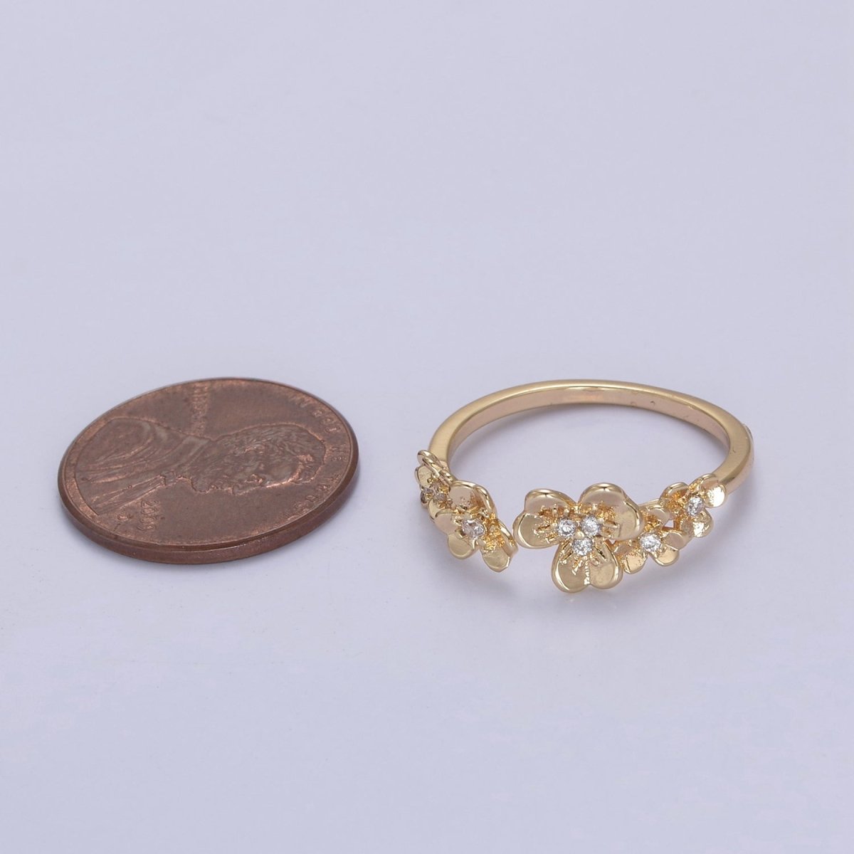 Dainty Daisy Ring in Gold Filled Silver Open Adjustable Flower Ring U-495 U-496 - DLUXCA